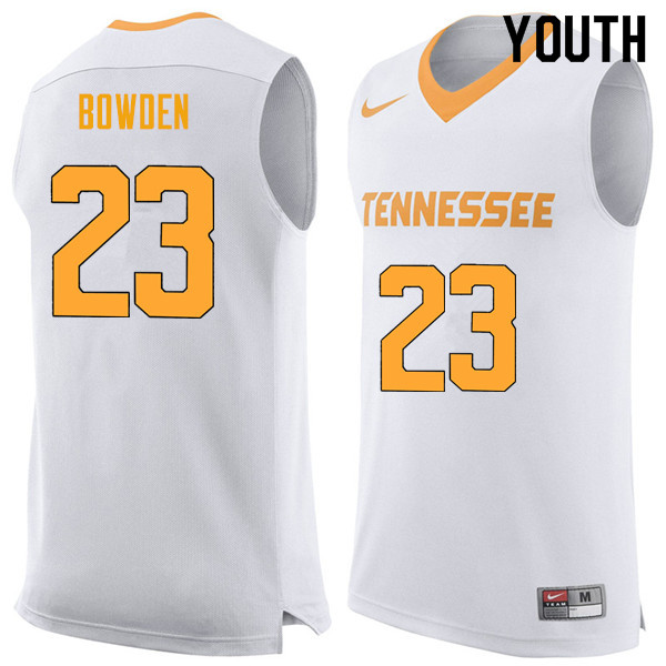 Youth #23 Jordan Bowden Tennessee Volunteers College Basketball Jerseys Sale-White
